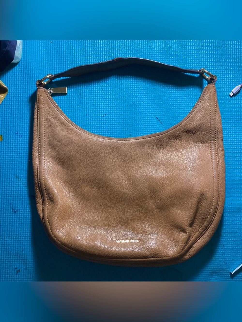 Michael Kors Brown Pebbled Leather Hobo Bag